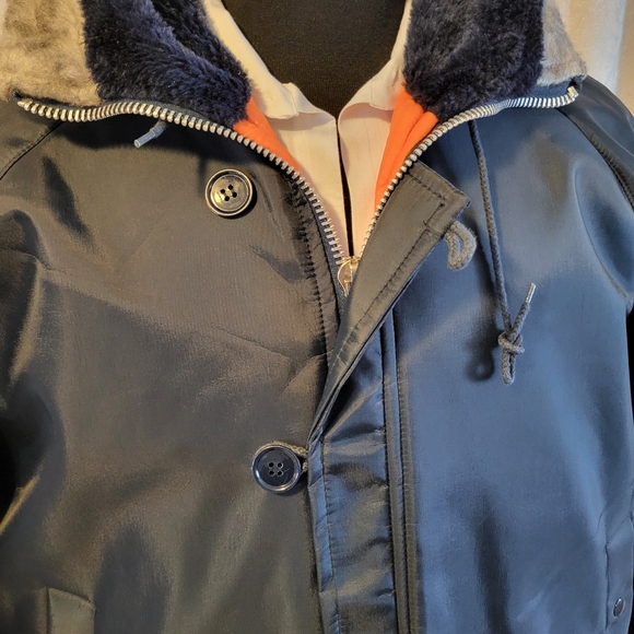 Warm Wear By Nesco Men's Hooded Heavy Jacket, Overcoat, Size XL, Blue and Orange - Picture 6 of 10